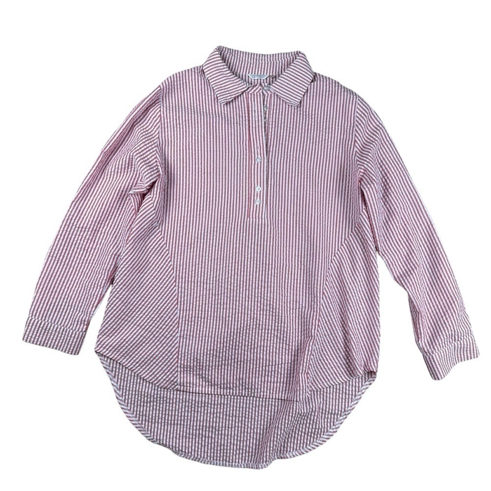 Kaktus Striped Long Sleeve Collared Top